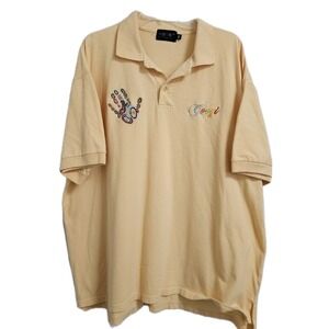 Coogi Australia Polo Shirt Men's 4X Golden Yellow Short Sleeves Embroidered Y2K*